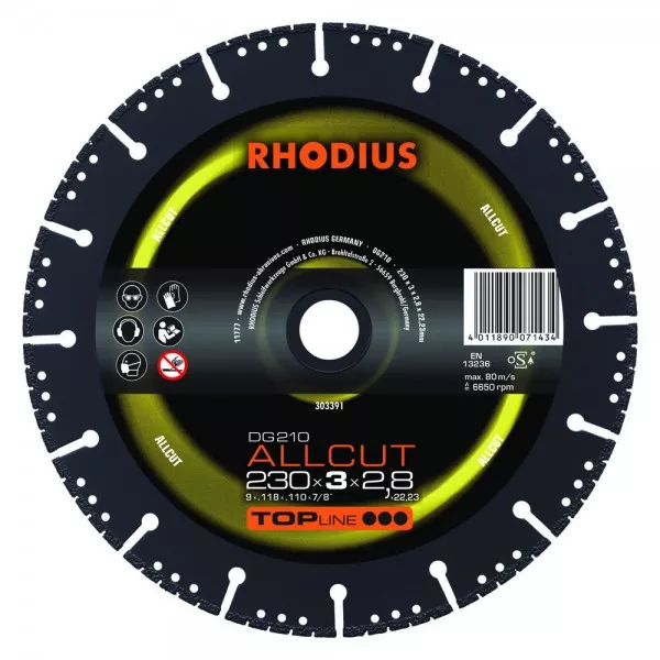 Disque De Tronçonneuse Diamanté RHODIUS DG210 ALLCUT Ø230 Mm - 303391 3 Disque De Tronçonneuse Diamanté RHODIUS DG210 ALLCUT Ø230 Mm - 303391