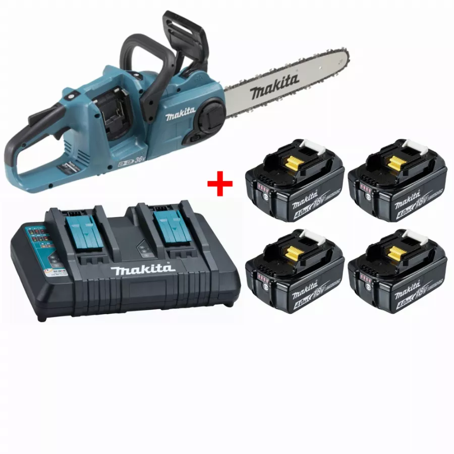 Makita Tronçonneuse 36V = 2x18V Li-Ion – Guide 35 Cm - DUC353Z + Chargeur Rapide 14.4V à 18V - DC18RD - 196933-6 + Batterie BL1840 Set 18V 4.0 Ah - 197265-4 3 Makita Tronçonneuse 36V = 2x18V Li-Ion – Guide 35 Cm - DUC353Z + Chargeur Rapide 14.4V à 18V - DC18RD - 196933-6 + Batterie BL1840 Set 18V 4.0 Ah - 197265-4
