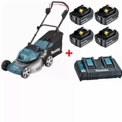 Makita Tondeuse 36 V => 2 X 18 V 46 Cm - DLM460Z + Chargeur Rapide 14.4V à 18V - DC18RD - 196933-6 + Batterie BL1840 Set 18V 4.0 Ah - 197265-4
